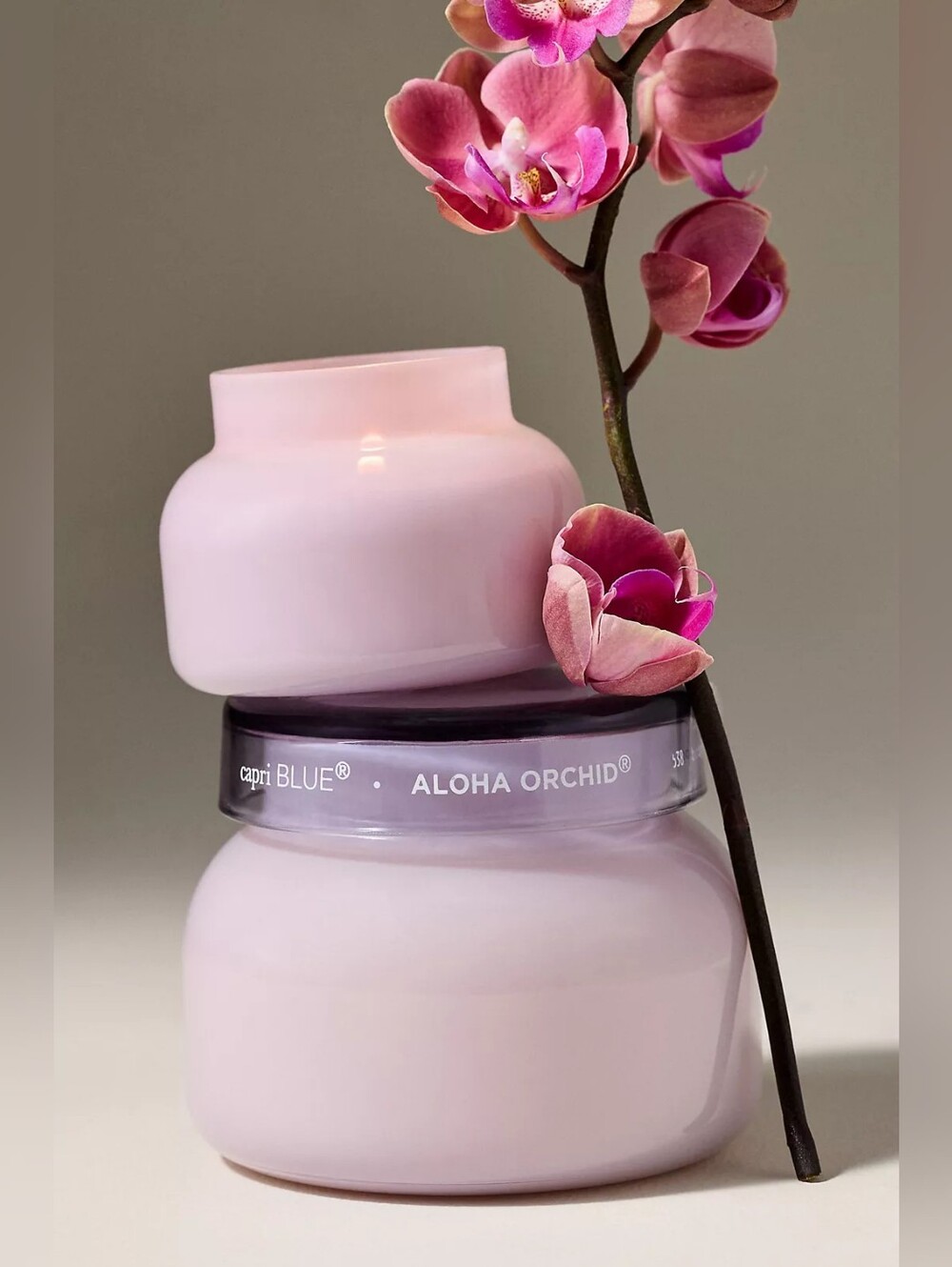 Capri BLUE Floral Aloha Orchid Glass Jar Candle